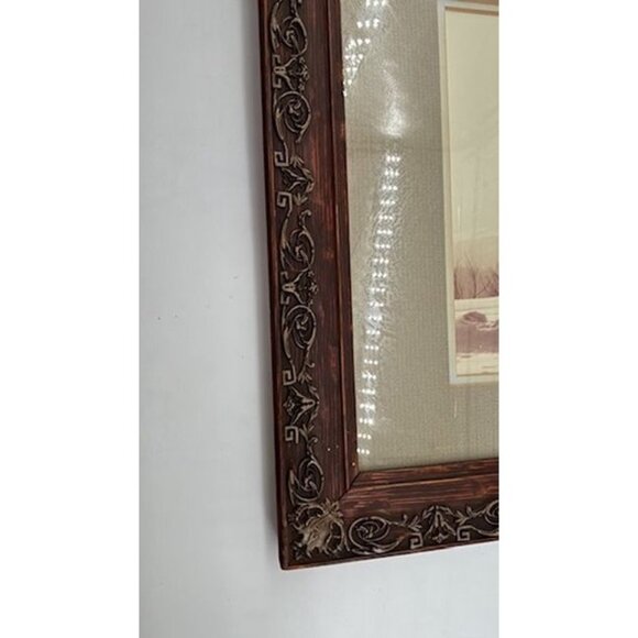 Antique Ornate Wood Frame With Intricate Carved Details 16.5"x13.5" Rustic Brown - Picture 12 of 16